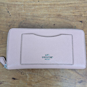 Coach Pink Crossgrain Leather Zip Wallet
